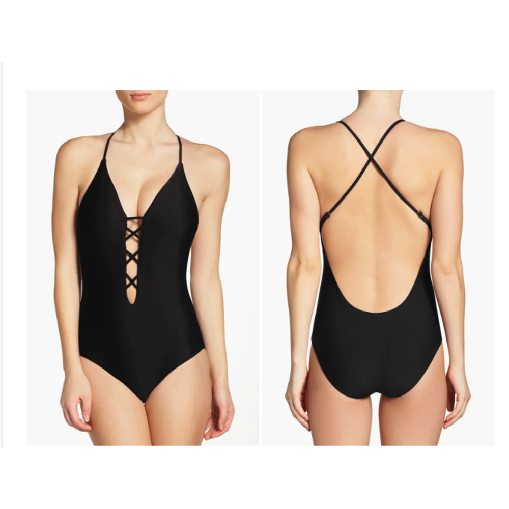 BCA by Becca Virtue Move Along Black One Piece Swimsuit Small NEW